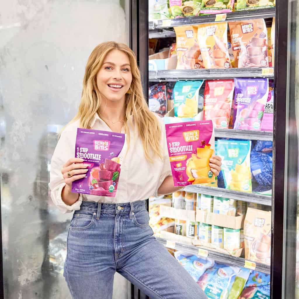 julianne-hough-holding-up-blender-bites-smoothie-pouches-in-front-of-walmart-freezer julianne-hough-holding-up-blender-bites-smoothie-pouches-in-front-of-walmart-freezer